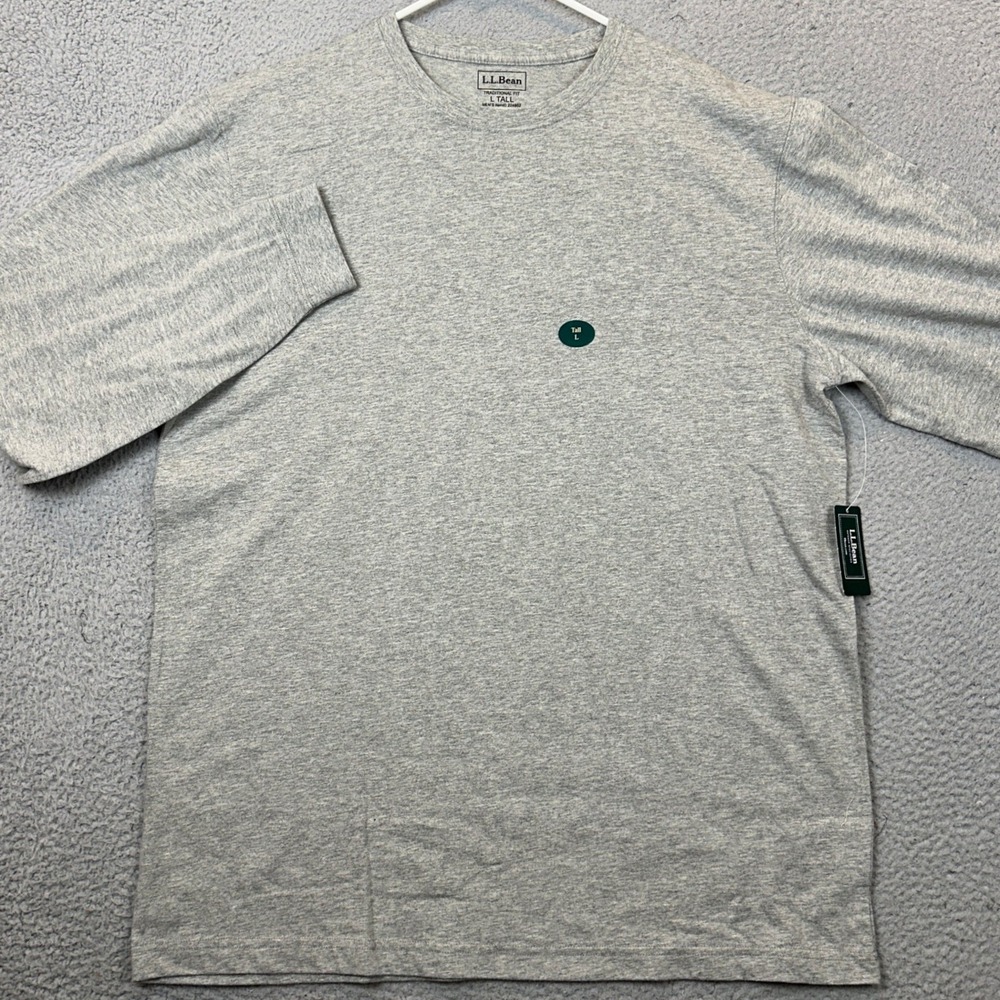 NEW L.L. Bean T-Shirt Men Large Tall Traditional Fit Grey Casual Long Sleeve Tee